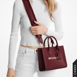 Michael Kors Red Satchel with Gold Accents